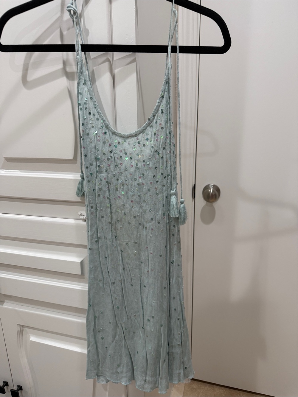 Free People Light Blue Sequin Slip Dress